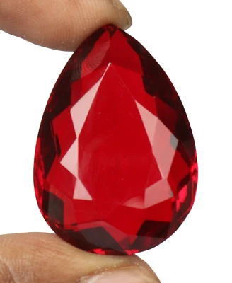 Large Red Topaz 74.90 Ct. Faceted Pear Cut Loose Gemstone for Christmas offer - Image 1 of 4
