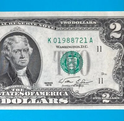 1988 July 21 (K 01988721 A) BIRTHDAY $2 Two Dollar Bill 1976 Series (_1988/7/21) - Image 1 of 4