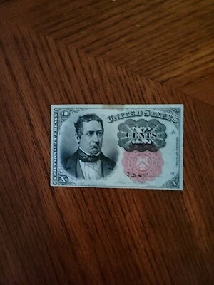 1874 10 cent fractional currency. Note Has A Stain At The Top. - Image 1 of 4