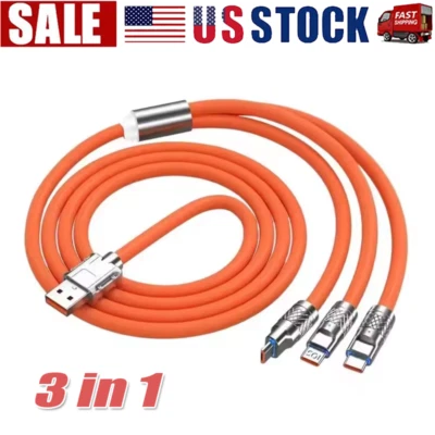 3 in 1 Fast Charging Cable Cell Phone Charger Cord For iPhone Type C Micro USB - Image 1 of 4