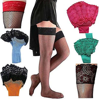 HALTERLOSE NETZ-STRÜMPFE SPITZE 20 FARBEN NETZSTRÜMPFE Gr 6 XXL/XXXL  - Bild 1 von 4