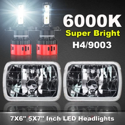 DOT Approved Pair 5x7 7x6 LED Headlights With H4 Fit Ford F650 F750 L9000 F250 - Image 1 of 4