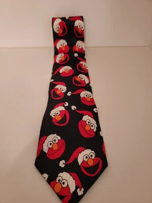 Sesame Street Elmo Navidad Papá Noel Sombrero Corbata Cuello Jim Henson CTW Negro y Rojo Foto 1 de 4