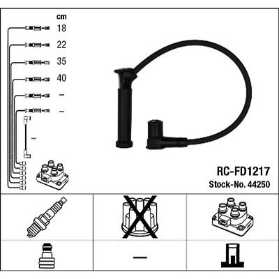 NGK Ignition Cable Kit 44250 RC-FD1217 Fits Ford - OE Specification & Quality - Image 1 of 2