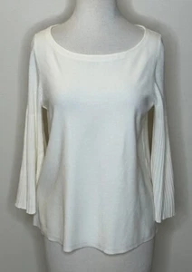 Ann Taylor Knit Tunic Sweater with Bell Sleeve Cream Size M - Picture 1 of 9