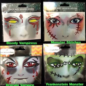 Face Art Glitter TEMPORARY TATTOOS Costume Instant Makeup Eye Decal-CHOOSE STYLE - Picture 1 of 10