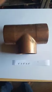 4" x 4" x 4" Inch C x C x C Sweat Copper Tee Plumbing Fitting - Picture 1 of 1