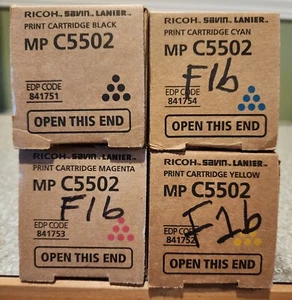 Genuine Set of (4) Ricoh MP C5502 841754 841753 841751 841752 Toner New Sealed - Picture 1 of 5