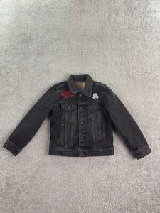 Levis Jacket Kids 7 Black Denim Trucker Disney Mickey Mouse Designer Crossover - Picture 1 of 12