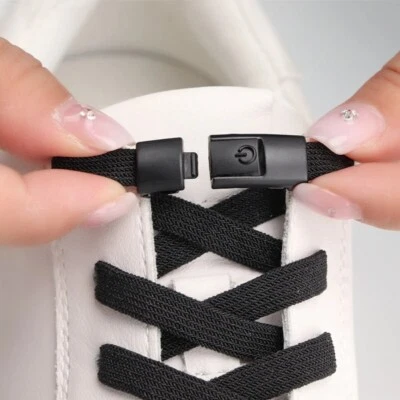 Shoelaces No Tie Elastic Sneaker Flat Laces Trainer lock Kids Adults laces UK - Image 1 of 4