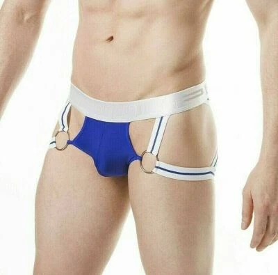 Combo junta tórica PPU Jockstrap única sexy jock microfibra azul 1809 MX3 Foto 1 de 4