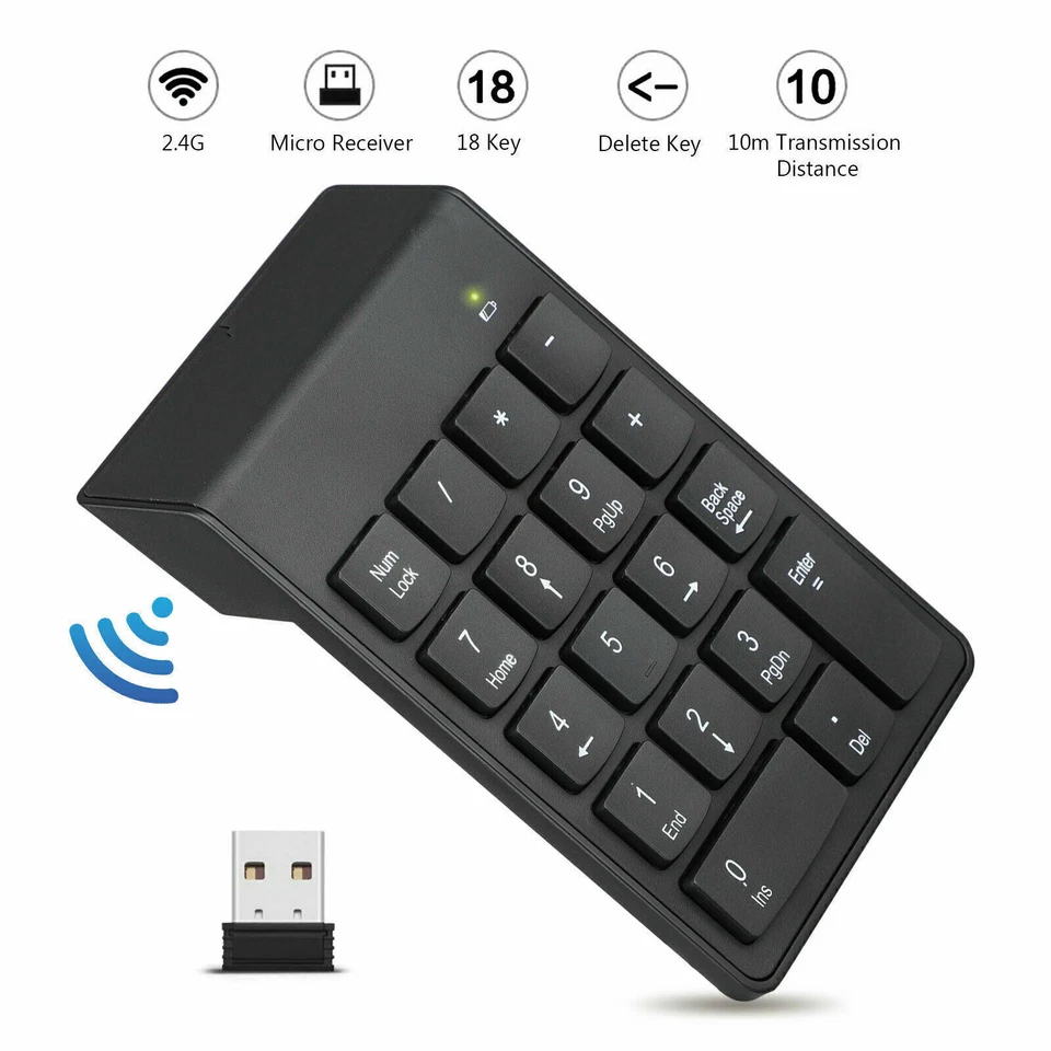 USB Wireless Nummernblock Numpad Numerische Tastatur Zahlentastatur für Laptop - Bild 1 von 4