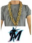 New MLB Miami Marlins Gold Fan Chain Necklace Foam Logo