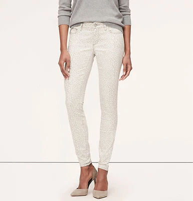 Ann Taylor LOFT Curvy Skinny Ankle Zip Jeans Pants in Animal Print Sz 26/2 Tall - Image 1 of 3