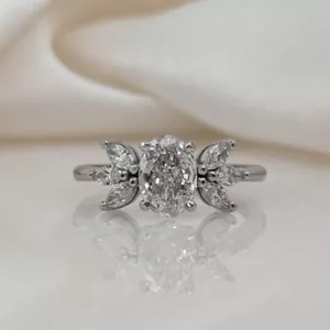 Oval Cut Diamond Engagement Ring 1.40 Ct Lab Grown IGI PT950 Platinum - Picture 1 of 14