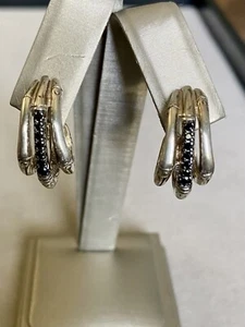 John Hardy Ohrringe Sterlingsilber schwarzer Saphir Bambus - Bild 1 von 9