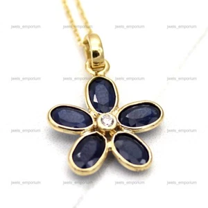 Colgante de diamantes de moissanita colgante de zafiro azul colgante de plata de ley 925 - Imagen 1 de 4