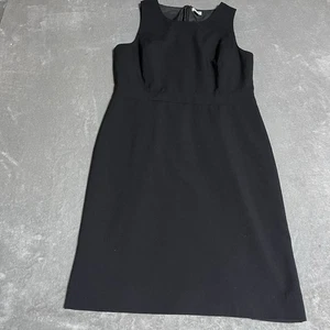 J Crew Dress Womens 12 Black Sleeveless Career Office Zip Back Midi Preppy Work - Picture 1 of 6