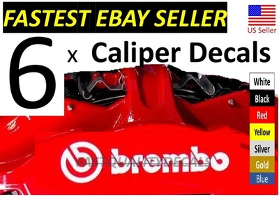 6x Caliper Decal for BREMBO brakes - CHOOSE COLOR - FAST SHIPPING - Image 1 of 4