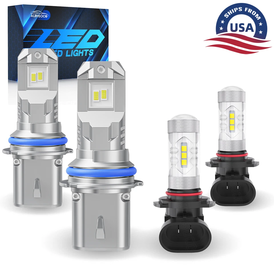 适用于道奇 Stratus 1995 - 2006 LED 车头灯套件 9007 HB5 6000K 白色 高/低灯泡 — 第 1/4 张图片