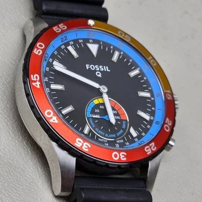 Fossil Q Crewmaster Hybrid Smartwatch FTW1124 NDW2A Stainless Steel X1X - Image 1 of 4