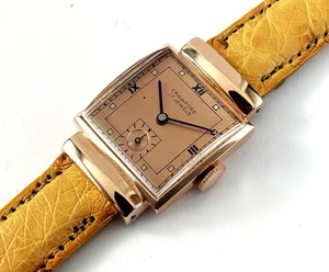 Reloj Crawford Vintage Oro Rosa 14K Sólido Hombre 17J Cuerda Manual Años 40 Reparado - Imagen 1 de 13