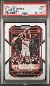 Shaedon Sharpe 2022 Panini Prizm Silver Rookie PSA 9 Trailblazers #250 SN051 - Picture 1 of 2