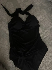Traje de baño para mujer COCOSHIP negro talla grande halter de una pieza - Imagen 1 de 5