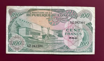 100 Francs RÉPUBLIQUE DU CONGO - 1963 -	P# 1  Condition Voir Scan - Image 1 of 2