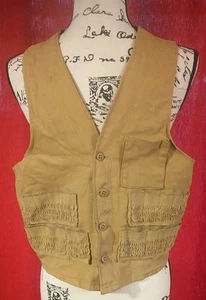 Vintage 60s Sears And Roebuck Hunting Vest Sz Small Khaki Canvas - Picture 1 of 5