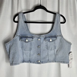 New Vanilla Star XL denim studded vest NWT - Picture 1 of 8