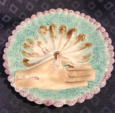 Scarce French Majolica Porcelain Artichoke Plate c1890 Art Neuvo/ 10"
