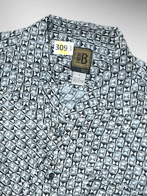 Vintage Bruno Shirt Men's Large Washable Silk Button Down Geometric Camp Y2K - Image 1 of 4