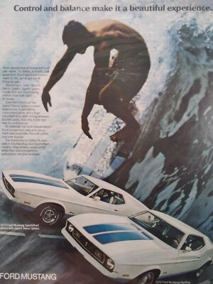 Ford Print Ad Original Rare Vtg 1970s Mustang Sprint Decor Surfer  - Image 1 of 4