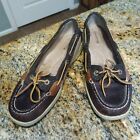 Sperry Top-Sider Angelfish Brown Leather Fabric Slip On Boat Shoes Women's 8.5 M
