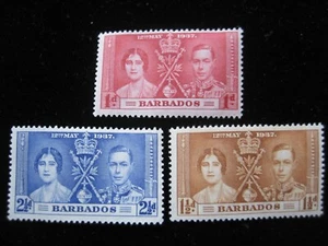 Barbados Stamp - 1937 Set of 3 King George VI Coronation - Picture 1 of 2