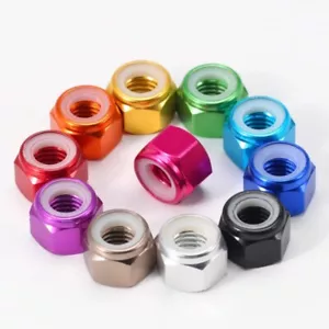 M2 M2.5 M3 M4M5M6M8 Aluminium Alloy Nylon Insert Self-Lock Nuts Locking Hex Nuts - Picture 1 of 23