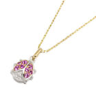 K18Yg/K18Wg Ladybug Motif Pink Sapphire Diamond Design Necklace 40Cm Yellow Whit