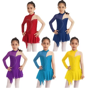 Girl's Rhinestone Ice Skating Dress Roller Skating Leotard Ballet Dance Dresses - Picture 1 of 59