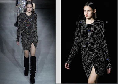 12K $$ VESTIDO SAINT LAURENT A/W 2017 TERCIOPELO NEGRO CRISTAL DE SWAROVSKI ADORNADO! Foto 1 de 4