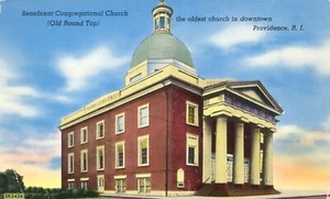 Providence Rhode Island wohltätige Gemeindekirche alte runde Postkarte - Bild 1 von 2