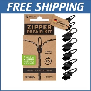 Durable Black Zipper Slider Replacement - 7 Multipack for Easy Repairs - Picture 1 of 11