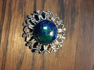 GFMW Great Falls Metal Works Sterling Silver Azurite Pin Children of the World - Picture 1 of 3