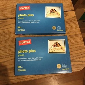 New Lot TWO Staples Photo Plus Gloss 4x6 8 Mil Paper 50 Sheet Box Item 508430 - Picture 1 of 4