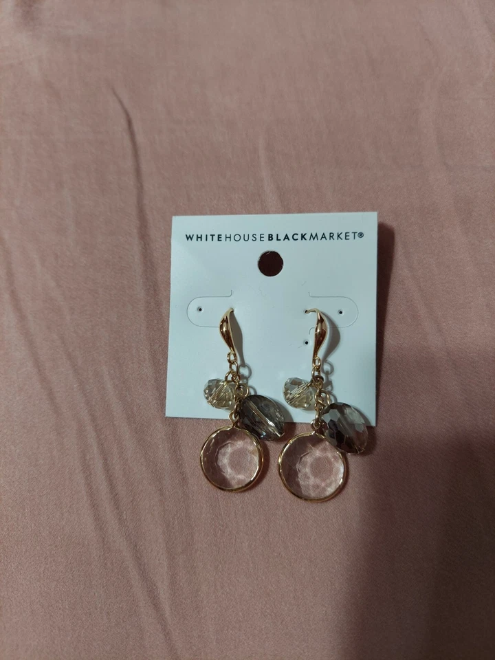 Pendientes Multi-Cuentas Transparentes y Gris Tono Plata Mercado Negro Casa Blanca Nuevos con Etiquetas Foto 1 de 1