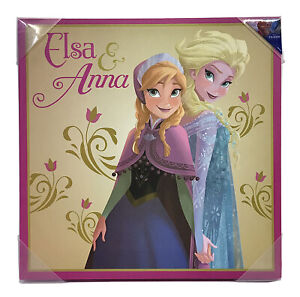 Frozen Elsa & Anna Stretched Canvas Print 18”x 18”Rare 2012