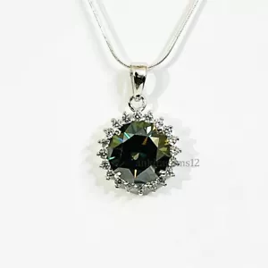 8 KT Verdastro Blu Creato IN Laboratorio Diamante Ciondolo Ottimi Splendere VVS1 - Foto 1 di 6