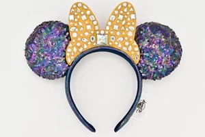 Diadema Joya Orejas Minnie WDW Lazo Dorado Parques Disney 50 Aniversario 2021 - Imagen 1 de 12