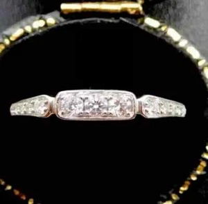 Vintage Hochzeitsband Ring 0,50 Karat Art Deco Labor geschaffen Diamant 14 Karat Weißgold FN - Bild 1 von 9