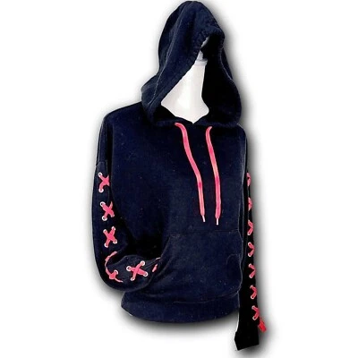 Hot Topic Sudadera con Capucha Negra y Roja Pullover con Bolsillos Mediana Niñas Mujeres Foto 1 de 4